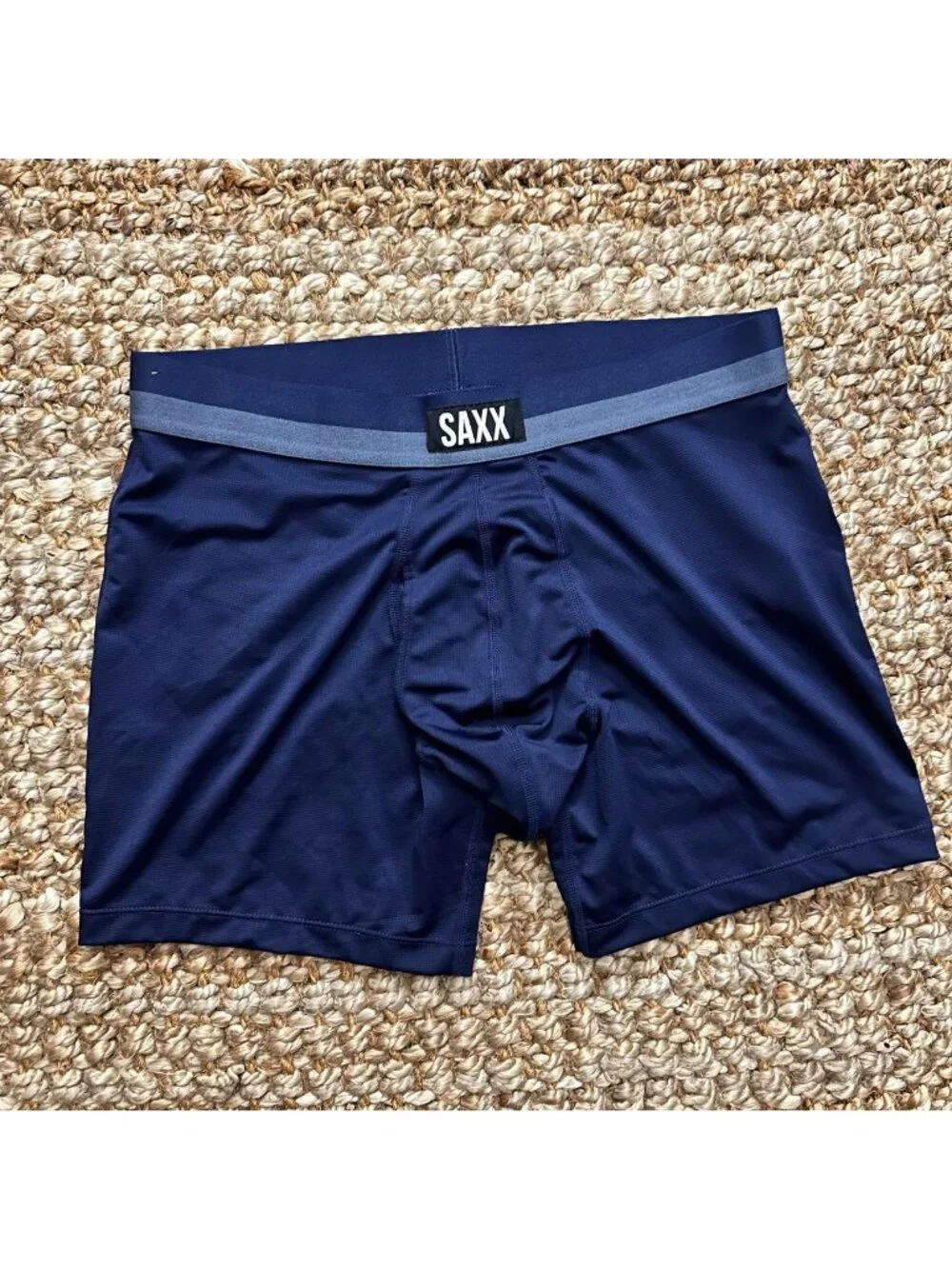 Saxx Navy Ballpark Pouch Blue Boxer Brief Compression Shorts Medium